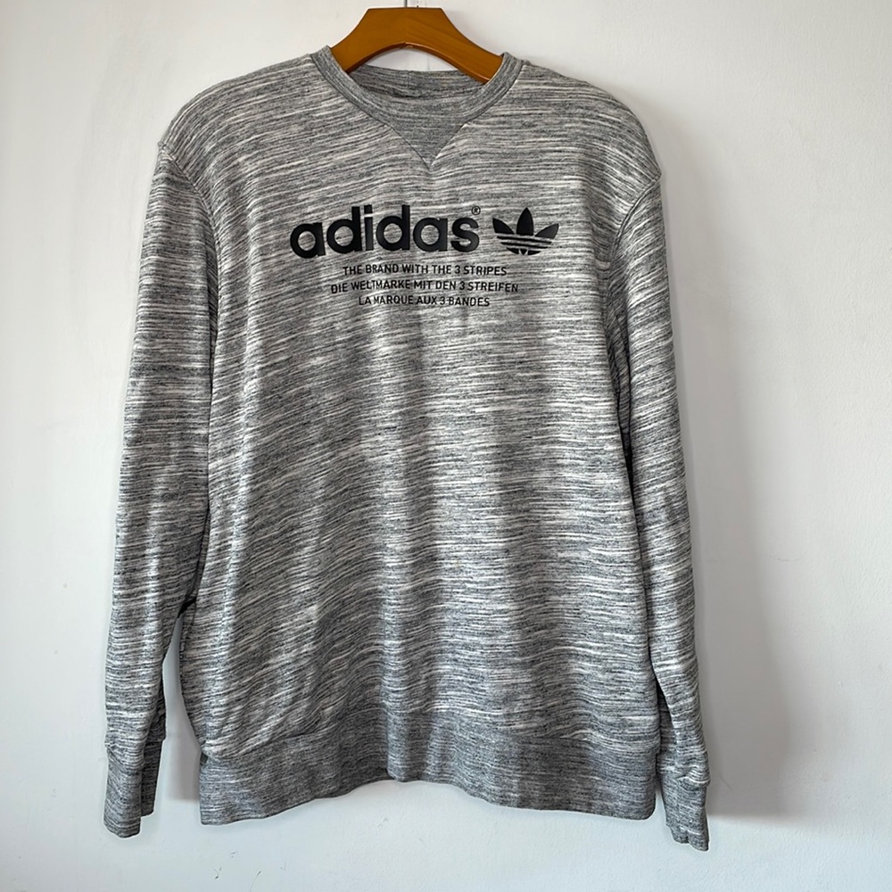 Adidas 3 Stripe Heather Gray Limited Edition Crewneck Sweatshirt size large